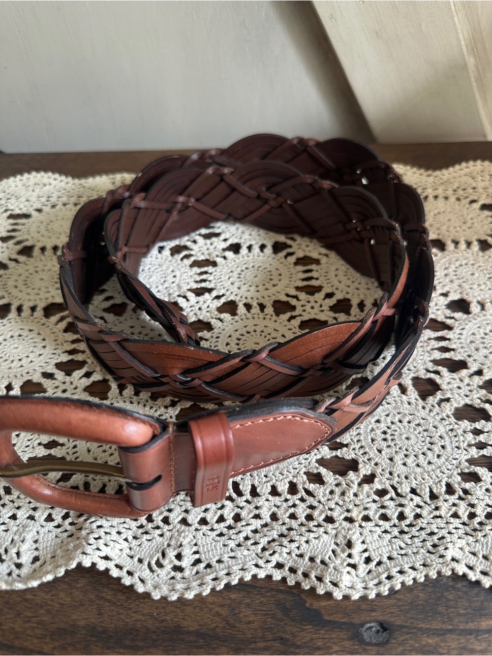 Lauren Ralph Lauren Braided Leather Belt Brown Wide Western Size L - Picture 3 of 8